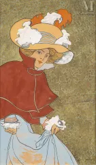 Emile SEVELINGE (Active au XIX et XX ème siècle)-Elégante au chapeau-img1