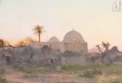 Cécile BOUGOURD (Pont-Audemer 1857 - 1941)-Crépuscule dans la campagne tunisienne-img1