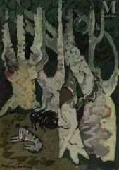 Jacques CHAPIRO (Dunebourg 1887-Paris 1972)-Composition aux arbres et au chien-img1