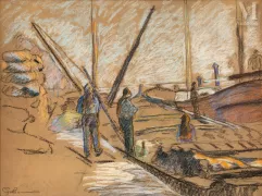 Armand GUILLAUMIN (Paris 1841- Orly 1927)-Quai de la Seine à Paris, circa 1895-img1