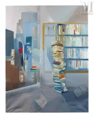 Jacqueline VERDET (1931-2023)-La pile de livres-img1
