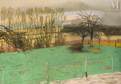 Maurice BRIANCHON (Fresnay sur Sarthe 1899- Paris 1979)-Paysage à la barrière-img1