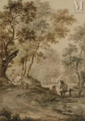 École du nord vers 1700-Paire de paysages animés-img1