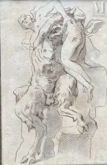 École italienne du XVIIIème siècle-Satyre et nymphe-img1