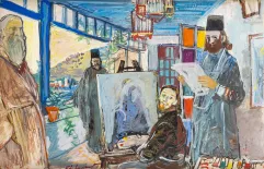 EDY LEGRAND (Bordeaux 1892-Bonnieux 1970)-Moines peintres d'icônes au Mont Athos-img1