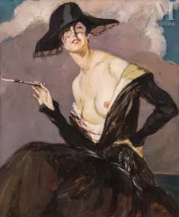 Jean Gabriel DOMERGUE (Bordeaux 1899-Paris 1962)-Portrait de la Duchesse de Gramont-img1