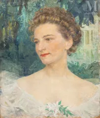 Edgar MAXENCE (Nantes 1871 - La Bernerie en Retz 1954)-Portrait de femme-img1