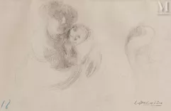 Eugène CARRIERE (Gournay 1849 - Paris 1906)-Etude de maternité-img1