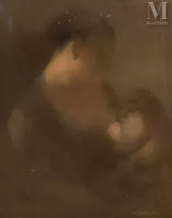 Eugène CARRIERE (Gournay 1849 - Paris 1906)-Portrait de femme et enfant-img1