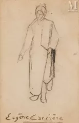 Eugène CARRIERE (Gournay 1849 - Paris 1906)-Femme debout-img1