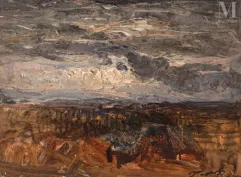 François-Auguste RAVIER (Lyon 1814 - Morestel 1895)-Effet de ciel , temps gris-img1