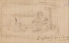 Eugène CARRIERE (Gournay 1849 - Paris 1906)-Enfants assis-img1