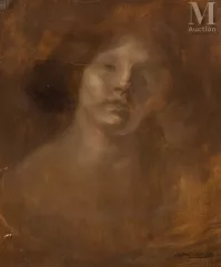 Eugène CARRIERE (Gournay 1849 - Paris 1906)-Portrait de femme-img1