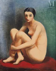 Moïse KISLING (Cracovie 1891 - Sanary sur Mer 1953)-Nu assis-img1