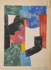 Serge Poliakoff (1900-1969)-Zwart, blauw en rood compositie, 1962-img1
