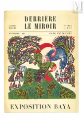 BAYA (Fatma Haddad Mahiedinne) (Algérie, Bordj el Kiffan 1931 - Blida 1998)-Derrière le mirroir, Galerie Maeght, novembre 1947, ed. Pierre à feur-img1
