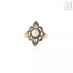 Bague perle de culture diamants--img1