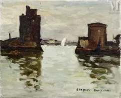 Jacques BOUYSSOU (La Rivière Saint Sauveur 1926 - 1997)-La Rochelle, le port-img1