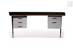 Jean PROUVE (1901 - 1984)-Bureau "Compas" Direction courbe-img1