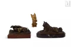 MENE &amp; FREMIET - Ecole FRANÇAISE du XIXème siècle-Trois chiens-img1