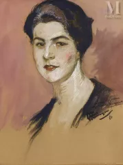 Jean Gabriel DOMERGUE (Bordeaux 1899-Paris 1962)-Portrait de Mme Vizzanova-img1