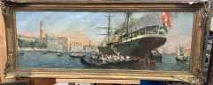 Gaston ROULLET (1847-1925)-L'arrivée au port de Venise-img1