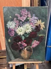Jean BERTRAND (Actif au XXe siècle)-Bouquet de fleurs dans un vase-img1