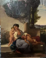 Ecole Française du XIXe siècle-Femme ses enfants-img1