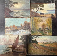 Jean LAFON (Actif au XXe siècle)-Paysages de campagne et bords de mer-img1
