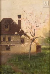 Georges Jules BERTRAND (1849-1929)-Maison avec arbre en fleurs-img1