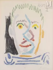 Pablo Picasso (1881-1973)-Tête d’homme à maillot rayé, 1964-img1