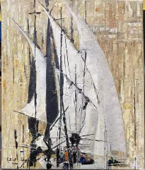 Gabriel LOIRE (1904 - 1996)-Felouques sur le Nil-img1