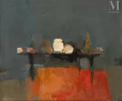 Roger MUHL (Strasbourg 1929 - Mougins 2008)-La table au pot blanc, 1961-img1