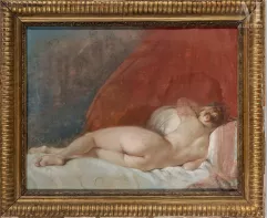 École française du XIX ème siècle, d'après BOUCHER-Femme allongée vue de dos, dit "Le Sommeil"-img1