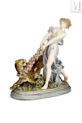 Albert Ernest CARRIER BELLEUSE (1824 - 1887) &amp; Hyppolite BOULENGER (1837 - 1874) pour Choisy le Roi-"Ariane et sa panthère" ou "Chasseresse avec panthère"-img1