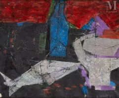 André BRECHET (Delemont 1921 - 1993)-Composition aux poissons-img1