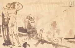 Jules OURY dit MARCEL-LENOIR (Montauban 1872 - Montricoux 1931)-Composition mystique aux chiens, circa 1910-img1