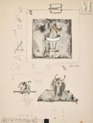 Robert Rauschenberg  (1925-2008)-Sans titre (Sketch for Monogram), 1973-img1