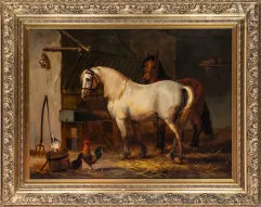 Entourage d'Eugène Joseph VERBOECKHOVEN (1799-1881)-Les chevaux à l'étable-img1