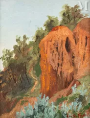 Gaston FONTAINE (Tours 1907 - 1999)-Les roches rouges d'Hamilcar-img1