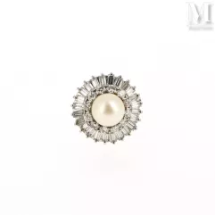 Bague perle de culture diamants--img1