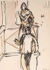 Jean HELION (Couterne 1904- Paris 1987)-Couple au balcon-img1