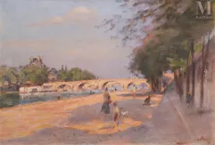 Lucien MIGNON (1865-1944)-Les quais de Seine à Paris-img1