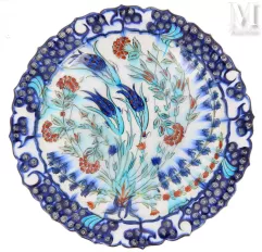 Edmond LACHENAL (1855-1948)-Large plat creux à décor d'Iznik-img1