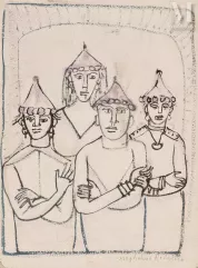 Magdalena RADULESCU (Râmnicu Vâlcea 1902 – Paris 1983)-Personnages aux vêtements traditionnels-img1