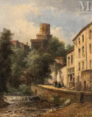 Justin OUVRIE (Paris 1806 - Rouen 1879)-Paysage d'Auvergne-img1