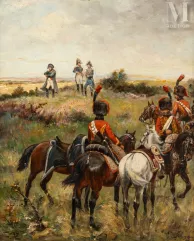 Paul Émile Léon PERBOYRE (1851-1929)-Napoléon et le Maréchal Lannes à Essling, 1809.-img1
