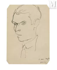 Francesco DOMINGO (Barcelone 1893- Sao Paulo 1974)-Etude de trois baigneuses/Etude de nu féminin/ le bain de pied Portrait d'André Cayatte  avec un mot de René Char-img1