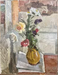 Bertrand PY (1895-1973)-Nature morte au bouquet de fleurs-img1