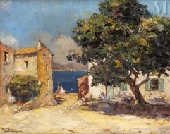 André BERONNEAU (1886 - 1973)-Mûrier et Ruelle à St Tropez-img1